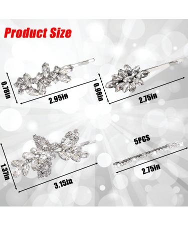 8-Piece Rhinestone Bridal Hair Clips - Crystal Leaf Wedding Pins for Brides & Bridesmaids - Buy Online on GoSupps.com