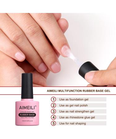 AIMEILI 5 in 1 Rubber Base Gel Set - Sheer Pink Nude Color Gel Nail Polish - UV LED Soak Off - Nail Strengthener - Long Lasting - 6pcs X 10ml - Gift Kit 47 - Buy Online on GoSupps.com