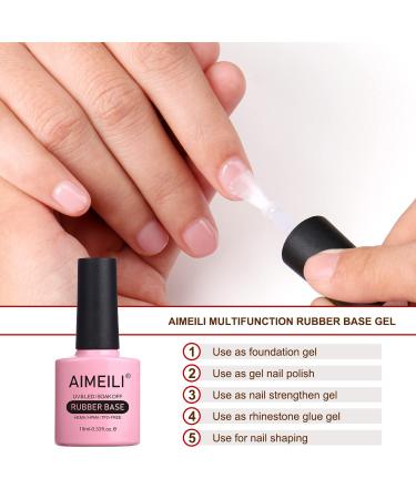 AIMEILI Hema Free Rubber Base Gel For Nails  Soak Off U V LED Clear Sheer Gel Nail Polish  4 in 1 Nail Strengthen/Enhance/Base Coat/Color Gel Polish Set Of 6pcs X 10ml - Kit 47 KIT4 - Buy Online on GoSupps.com