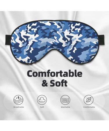 Blue Camo Sleep Mask Eye Cover for Better Sleep | Reusable Soft Blackout Eye Masks for Travel & Camping | Perfect Gift for Men & Women - Buy Online on GoSupps.com