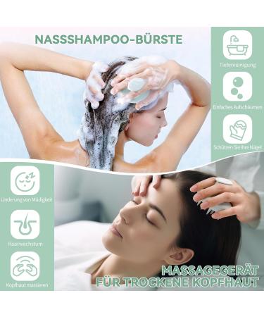Head Massage Brush - Silicone Scalp Massager for Dandruff Hair Growth & Relaxation | Shop Green - Buy Online on GoSupps.com