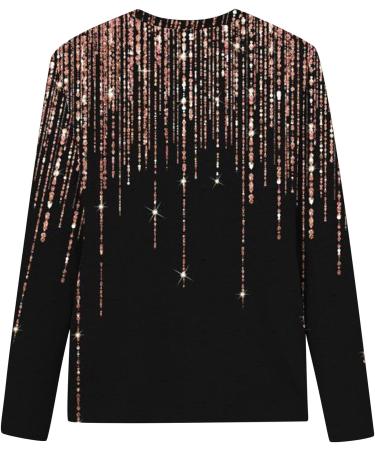 Women's Floral Print 3/4 Sleeve Loose Fit Top - Casual Round Neck Pullover Shirt in Black - Buy Online on GoSupps.com