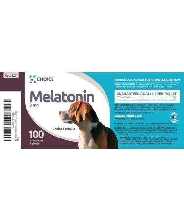 K9 Choice 3mg Melatonin for Dogs - 100 Tablets - Perfect for Small and Medium Sized Dogs! K920003-CA - Buy Online on GoSupps.com