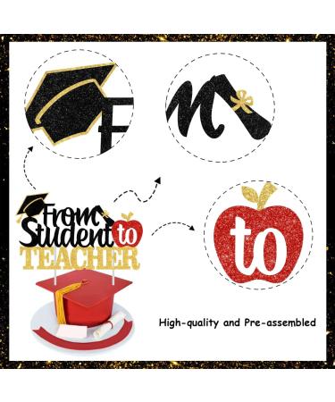 Congrats Grad Topper from Student to Teacher Graduation 25PCS Teacher Class of 2023 Cake Topper Graduate Party Cake Decor black and red Teacher Graduation Party - Buy Online on GoSupps.com