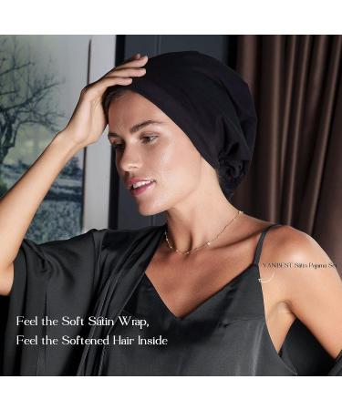 Satin Lined Slouchy Beanie Sleep Cap | Olive Green Satin Bonnet for Curly Hair - Buy Online on GoSupps.com