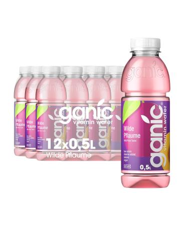 Ganic Wild Pflaum - Vitamin water - Taiga root extract - Biotin - Aloe Vera extract - Niacin - Pantothenic acid - low in calories - vegan - Lactose -free - gluten -free (12 x 500 ml)