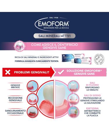 Emoform Emoform Healthy Gums Toothpaste 75 ml with sodium salts and hexetidine Reduces gum bleeding in over 90% of cases while providing relief from irritation Strengthens - Buy Online on GoSupps.com