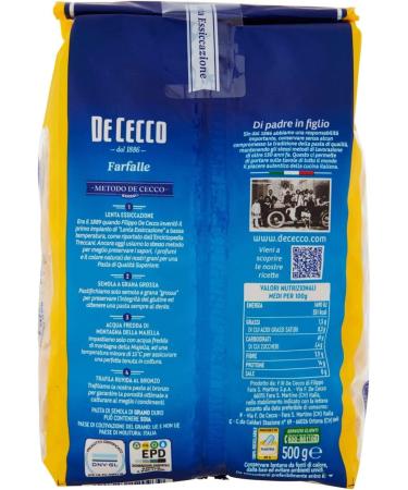  De Cecco De Cecco Farfalle (500g) - Pack of 6 - Buy Online on GoSupps.com