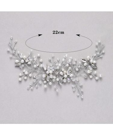 Unicra Bridal Wedding Hair Vine - Silver Crystal Headband & Flower Pearl Hair Accessories for Women & Girls - Buy Online on GoSupps.com