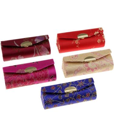 Chinese Traditional Flower Lipstick Case Holder with Mirror - 5 Pack Travel Lip Balm Box - Ideal for Makeup on the Go - Perfect Lipstick Storage Solution - Buy Online on GoSupps.com