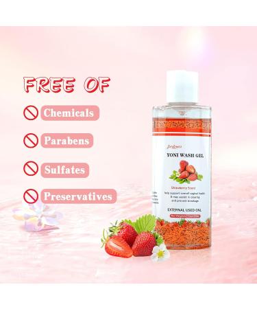 Natural Feminine Wash & Yoni Oil Set - pH Balanced Odor Removal Strawberry Scent - 1 fl.oz Oil & 6.7 fl.oz Vaginal Cleanser for Women - Buy Online on GoSupps.com