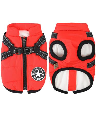 Dog jackets for the winter windproof waterproof 2 in 1 outfit cold weather coat dog vest tableware puppy winter warm jacket large red 4xl