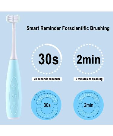 Kids Rechargeable Electric Toothbrush | U31 Sonic with Food Grade Silicone Bristles | 2 Brush Heads | Blue - Boys & Girls - Buy Online on GoSupps.com