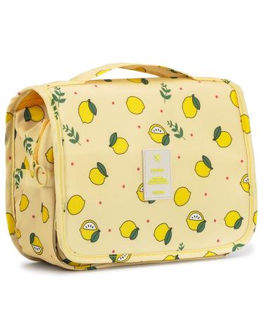 L&FY Multifunction Portable Travel Toiletry Bag Cosmetic Makeup Pouch Toiletry Case Wash Organizer (Yellow Lemon)