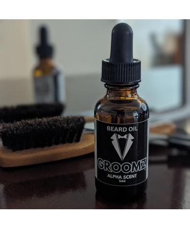 GROOMZ All Natural Beard Oil - 1 OZ | Promote Growth Moisturize & Strengthen Hair | Made in USA | Alpha Scent - Buy Online on GoSupps.com