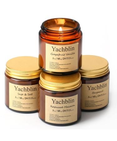 Yachblin 4 Pack Scented Candles Gifts for Women, 100% Natural Soy Wax Candles for Home Scented, Hand Poured Aromatherapy Candle, Valentines Day Gifts Candles Set for Home Fragrance, 3 Oz Each. 4pack