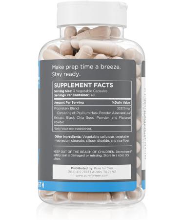 Pure for Men Stay Ready Fiber Extra Strength Supplement | Digestive Regularity | Bowel Movement & Gut Health Support | Vegan Cleanliness | Proprietary Formula | 120 Vegan XL Capsules - Buy Online on GoSupps.com