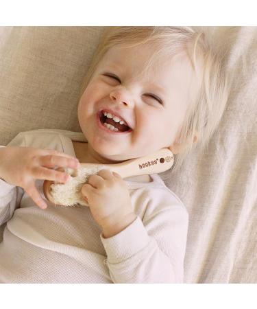 Haakaa Wooden Baby Hair Brush - Natural Soft Goat Bristles, Ideal for Cradle Cap - Perfect Baby Registry Gift - 1PC - Buy Online on GoSupps.com