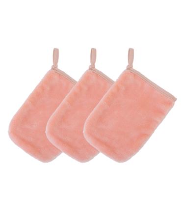 Polyte Hypoallergenic Microfiber Fleece Makeup Remover and Facial Cleansing Cloth Glove 5 x 7 in, 3 Pack (Gray) Light Coral