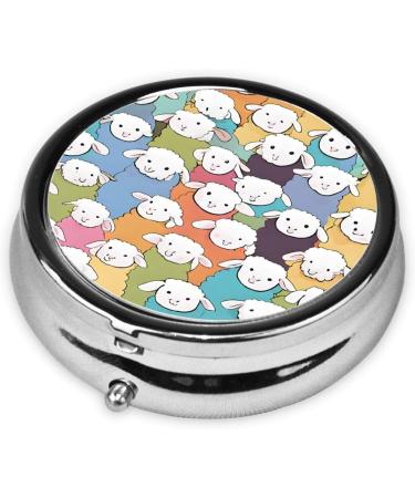 Shop Cute Colorful Sheep Cartoon Round Pill Box - 3 Compartment Travel Organizer for Vitamins & Meds - Buy Online on GoSupps.com
