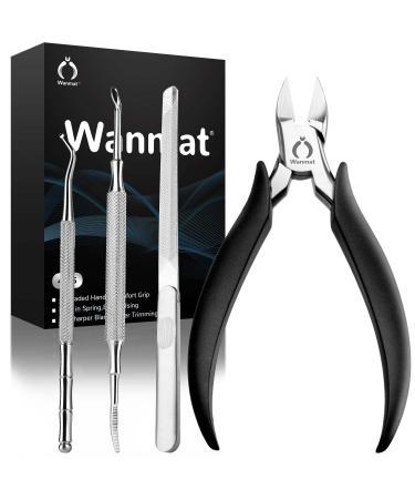Wanmat Toe Nail Clipper for Thick Toenails,Upgraded Toenails Trimmer and Professional Podiatrist Toenail Nipper for Seniors with Surgical Stainless Steel Sharp Blades Soft Grip Handle(4PCS) NEW-4PCS