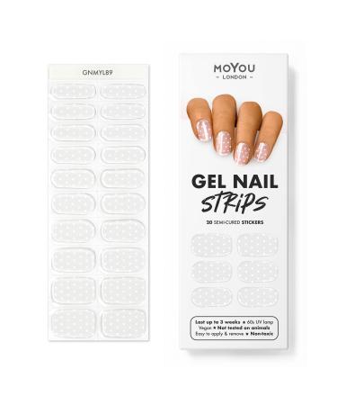 MoYou London Semi-Cured Gel Nail Strips  Nail File  & Wooden Cuticle Stick   20 Pc. Gel Wraps for Nails   Salon-Quality Manicure Set & Pedicure Supplies  Pretty Hearts