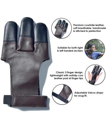 UNIVERSE ARCHERY Handmade Leather Archery Glove for Recurve Bow | Shooting & Hunting Three Finger Glove | Cow Hide Leather | XS-XXL Sizes - Buy Online on GoSupps.com