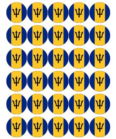 30 Barbados Flags Cupcake Toppers Edible Wafer Paper Fairy Cake Toppers Birthday Cake Decorations