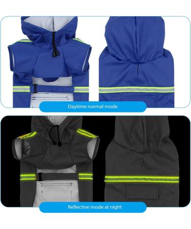 Buy Petcute Dog Rain Coat | Waterproof & Windproof Jacket for All Dog Sizes | Reflective Stripes & Adjustable Hood | Dark Blue - Buy Online on GoSupps.com