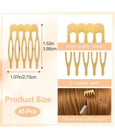 HINZIC 45PCS 5 Teeth Hair Side Combs - Wedding Veil Twist French Vintage Hair Clips Pins - Bridal Party Prom Accessories (Gold Silver Brown) - Buy Online on GoSupps.com