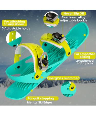 UPBUD Adjustable Short Mini Ski Skates - Winter Snowskates for Adults | Green Outdoor Ski Shoes for Sport Skiing - Buy Online on GoSupps.com