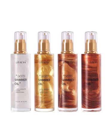 Liyalan Shimmer Body Oil Bronze Gold Highlighter Illuminator - 2.8 Fl Oz - Buy Online on GoSupps.com