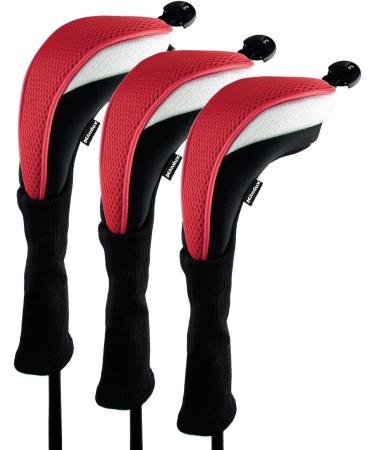 Andux 4pcs Long Neck Golf Hybrid Club Head Covers - Red CTMT-02 - Interchangeable Tags - Buy Online on GoSupps.com