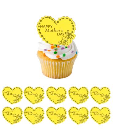 SwirlColor Mothers Day Cupcake Toppers 10Pcs Unique Small Happy Mother's Day Cake Topper Gold Acrylic Cupcake Decoration for Mother's Day Birthday Party Cake
