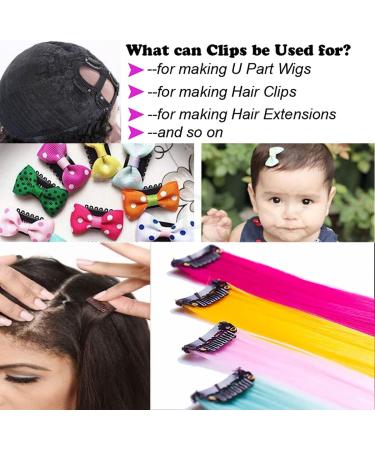 20pcs Hair Extension Clips DIY Wig Combs of 9-Teeth 32mm 1.2g/Pc Metal Snap Hair Clips 1pc Weaving Thread 1set/30pcs Needles Black - Buy Online on GoSupps.com