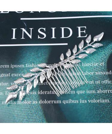 Dervivea Boho Leaf Hair Comb Barrette Leaves Branch Hair Piece Comb Wedding Bridal Headpiece Vintage Metal Greek Goddess Hair Comb Decorative Hair Accessories for Women and Girls Headdress (Silver) - Buy Online on GoSupps.com