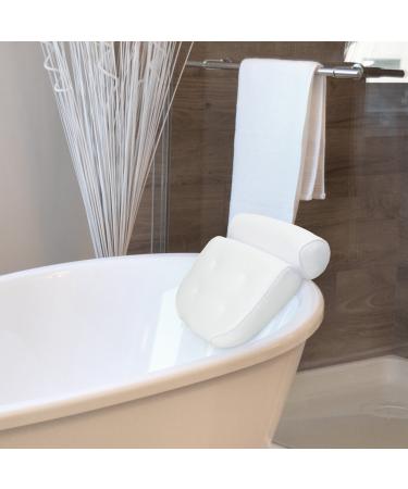 Navaris Large Anti-Slip Bath Pillow for Head, Neck, Shoulders - Home Spa Relaxation with 4 Suction Cups - Eco-tex Standard 100 - White - Buy Online on GoSupps.com