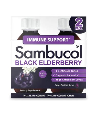 Sambucol Black Elderberry Syrup - Sambucus Elderberry Syrup Black Elderberry Liquid Immune Support for Kids and Adults High Antioxidants Gluten Free - Original Formula 7.8 Fl Oz 2-Pack 7.8 Fl Oz (Pack of 2)