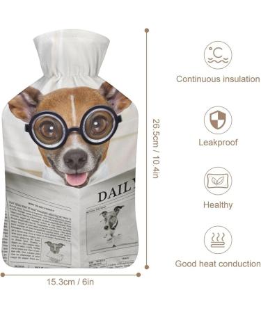 Dog Newspaper Hot Water Bottle | Plush Bed Hand Warmer for Adults & Kids - 26.5x15.3cm - Buy Online on GoSupps.com