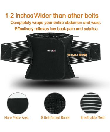 TESETON Back Support Belt for Men and Women - Relieve Lower Back Pain with 8 Reinforce Bones - Tummy Control - Black Medium - Buy Online on GoSupps.com
