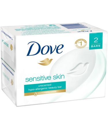 Dove Sensitive Skin Unscented Hypo-Allergenic Beauty Bar 4 oz  2 ea