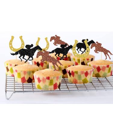 Horse Equestrian Cupcake Toppers Horseshoe Cupcake Toppers Jockey Horse Racing Cupcake Toppers Kentucky Derby Party Decorations Horse Party Supplies 24 Pcs - Buy Online on GoSupps.com
