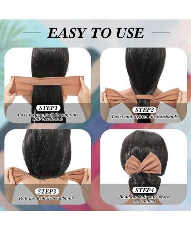 4 Piece Deft Hair Bun Maker Set - Black, White, Khaki, Pink Fabric French Hairstyle - Buy Online on GoSupps.com