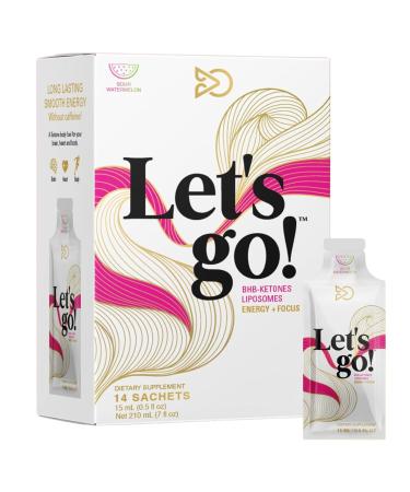 LET GO Sour Watermelon BHB Ketone Gel | Exogenous Ketones Supplement for Energy & Focus | Caffeine-Free | Keto Electrolytes 14 Pack