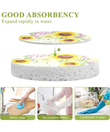 3-Pack Cleaning Kitchen Sponges Oval Abstract Elegance with Floral Kitchen Cellulose Dishwashing Wood Pulp Cotton - Buy Online on GoSupps.com