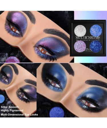 Afflano Multichrome Eyeshadow Palette - Purple Blue Metallic Makeup with Chameleon Sparkle Glitter - Highly Pigmented Holographic Shadows - Buy Online on GoSupps.com