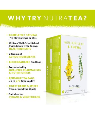 Nutra Tea Mullein & Thyme Herbal Tea 20 Bags - Lung & Throat Support - Buy Online on GoSupps.com