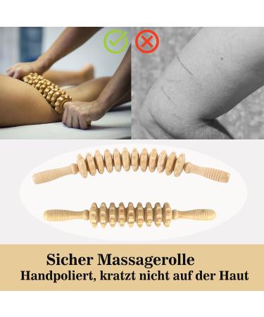 Premium 2-Piece Wooden Massage Roller Set - Anti-Cellulite Deep Tissue Massager for Neck Legs & Back - Maderotherapy Tool - Buy Online on GoSupps.com