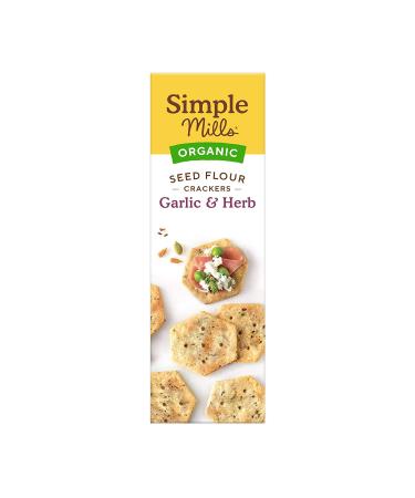 Simple Mills Organic Seed Crackers Garlic & Herb - Gluten Free, Vegan, Paleo Friendly Snacks - 4.25 oz (Pack of 6) - Buy Online on GoSupps.com