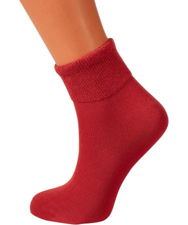 American Made Diabetic Ankle Socks 3 Pairs Red, Size 9-11 | Soft Cotton Non-Binding Top - Buy Online on GoSupps.com